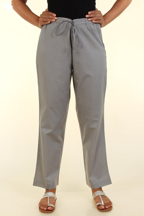 Cambric Cotton Pants in Slate Grey